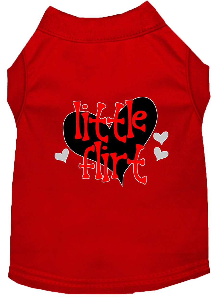 Little Flirt Screen Print Dog Shirt Red Lg